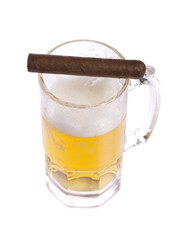 Glass of beer and cigar