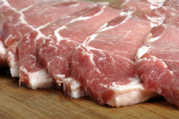 Slices of pork.