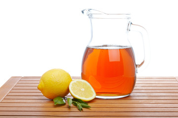 Ice tea with lemon pitcher
