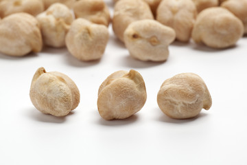 Chickpeas on white background