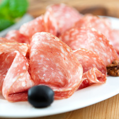 Close up of salami