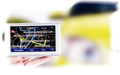 Gps in a man hand.