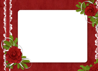 Card for the holiday with red rose on the abstract background