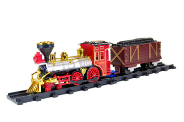 Toy Steam Train and freight wagon