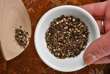 add some organic black pepper into a sauce