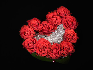 Valentine's day rose decoration bouquet isolated on black