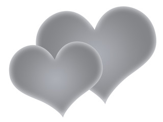 Two silver hearts