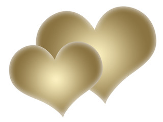 Two gold hearts