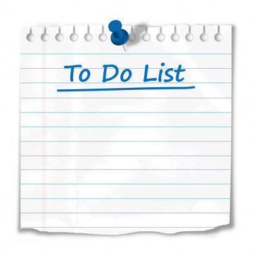 "To do" list stuck to wall (notepaper reminder tasks checklist)