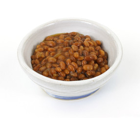 Baked beans in old bowl