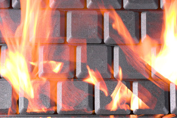 Computer keyboard textured as fire