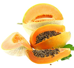 papaye melon fond blanc