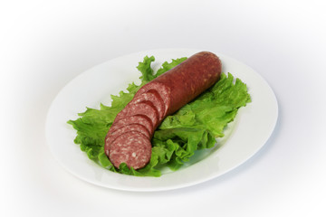 sliced sausage on a plate
