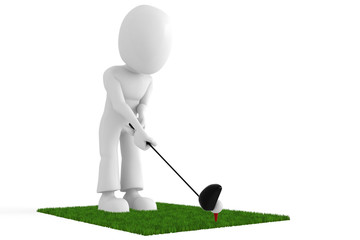 3d man golfer