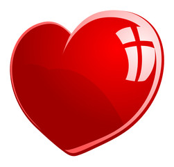 Vector illustration of red glossy heart