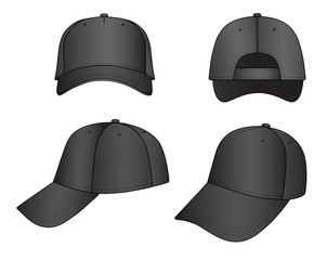 Black cap vector illustration isolated on white
