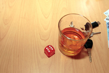 bourbon glass dice and keys