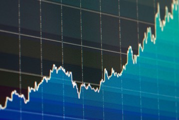 Graph of financial data on a computer monitor