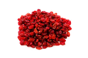 Red raisins isolated on the white background
