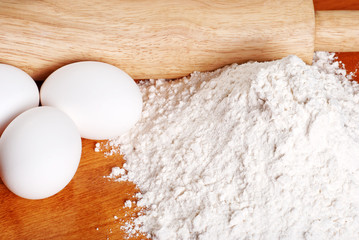 flour eggs rolling pin