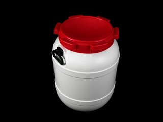 Weisse Tonne mit rotem Deckel