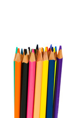 Various colour pencils isolated on the white