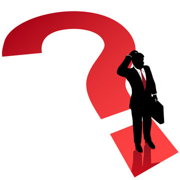 recommend clip art: Question mark business man decision confusion problem