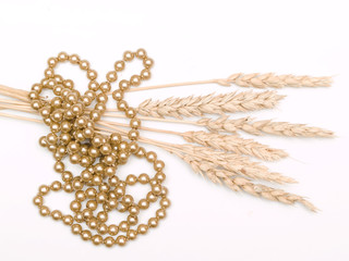 close up of wheat and pearl beads