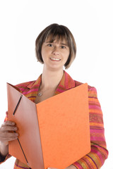 Obraz premium femme d'affaire souriante sur fond blanc