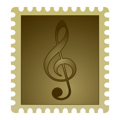 Fototapeta premium treble clef on stamp