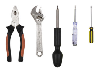 A collection of tools isolated in a white background