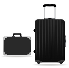Black briefcase and suitcase vector