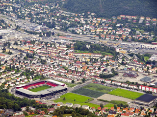 Fototapeta na wymiar Bergen Aerial View