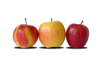 three fresh apples isolated on white background