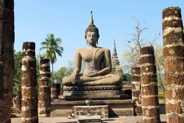 Buddha statue, Wat Mahathat Temple in Sukhothai