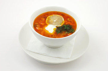 Soup with  lemon and olives