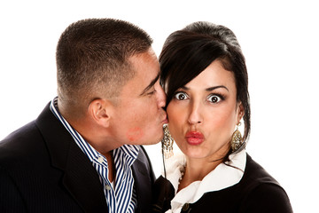 Hispanic Couple Kissing