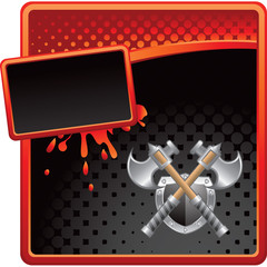 crossed axes red and black halftone grungy template