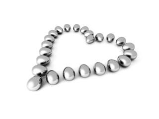 Herz aus silbernen Eiern