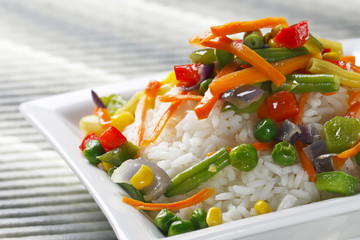 Rice with vegetables.