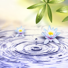 Naklejka na ściany i meble Blumen im klaren Wasser