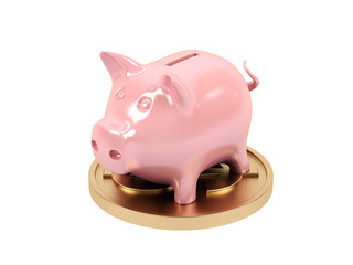Piggy bank on a white background.