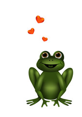 Charming frog dreaming of love. Drawn with gradient meshes.