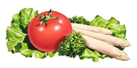 Tomate mit Spargel