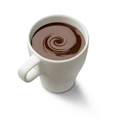 Fototapete Schokolade in einem weißen Becher trinken, isoliert auf einem weißen