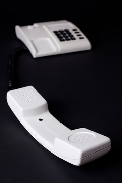 telephone on black background