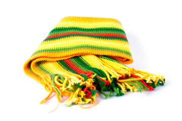 Bright colour scarf on a white