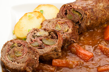 Stuffed beef and vegetables