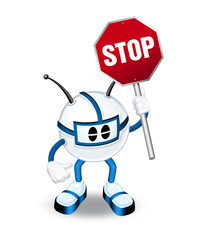 3d man with stop sign