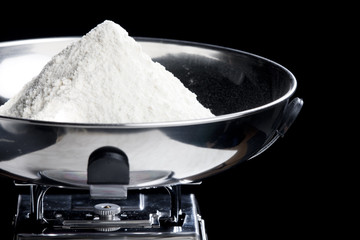 flour on kitchen scales